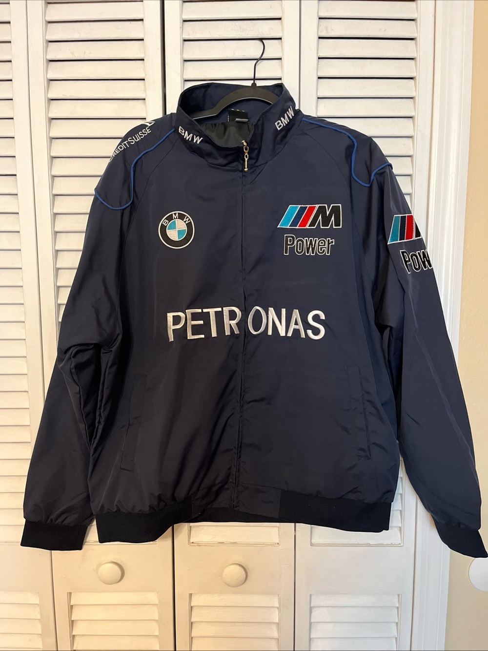 NIP Petronas BMW Sauber F1 Racing Team Embroidered Patches Navy Blue Sz XL